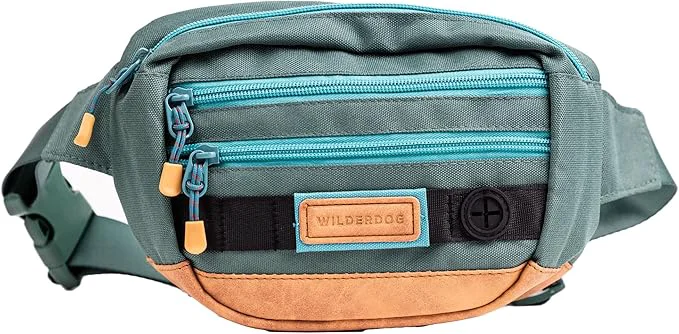 Contemporary Wilderdog Utility Fanny Pack stores Treats Balls Keys in 3 Pockets with adjustable strap and Poop Bag dispenser Evergreen About This Smooth
