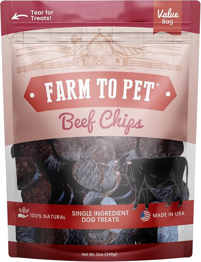 Stylish Farm To Pet - Dog Training Treats - 12 oz Beef Chips Single Ingredient Lean All Natural Healthy Dog Treats for Small Medium Large Breeds Puppies Made in USAAbout This Verified
