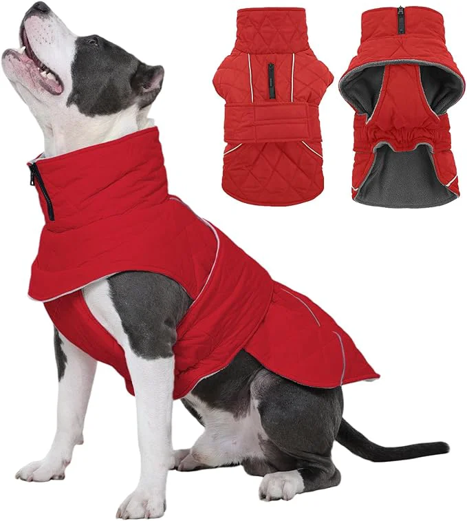 Consistent Kuoser Dog Winter Coat Waterproof Dog Snow Jacket Warm Fleece Lined Pet Turtleneck Snowsuit Puppy Cold Weather Coats with Harness Hole Adjustable Winter Vest for Medium Large Dogs Red LAbout ThisOverview Convenient