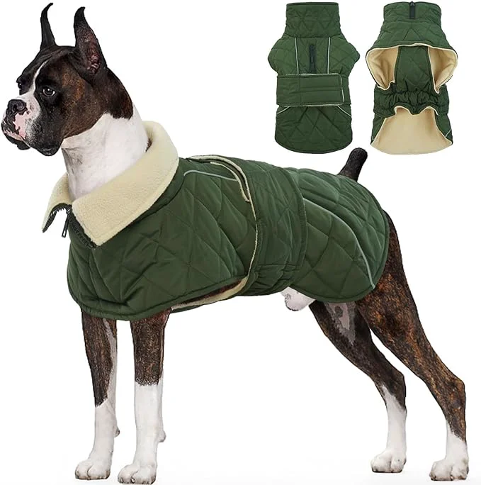 Advanced Kuoser Extra Warm Dog Coat Windproof Cold Weather Dog Jackets for Large Dogs Thick Fleece Lining Pet Turtleneck Snowsuit Reflective Adjustable Puppy Winter Coat Doggie Snow Jacket Green XLAbout ThisOverview Consistent