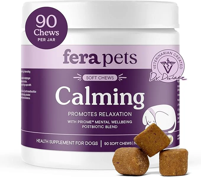 Green Fera Pets Dog Calming Chews - Anxiety Relief Support - Promotes Relaxation - Ashwagandha Priome® Mental Wellbeing Postbiotic Blend - 90 Soft ChewsAbout This Advanced