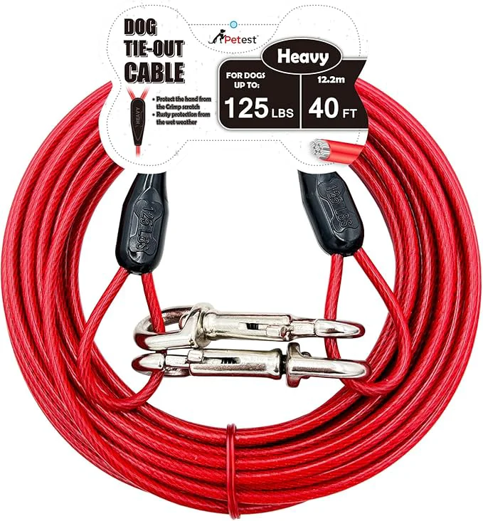 Detailed Petest 40ft Tie-Out Cable with Crimp Cover for Heavy Dogs Up to 125 PoundsAbout ThisOverview Stylish