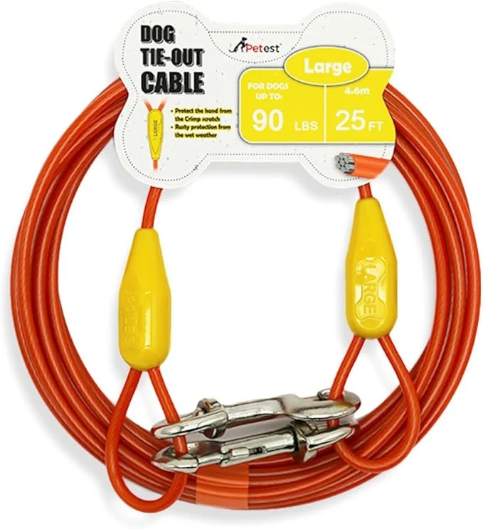 Eco-Friendly Petest 25ft Tie-Out Cable with Crimp Cover for Large Dogs Up to 90 PoundsAbout ThisOverview High-Quality