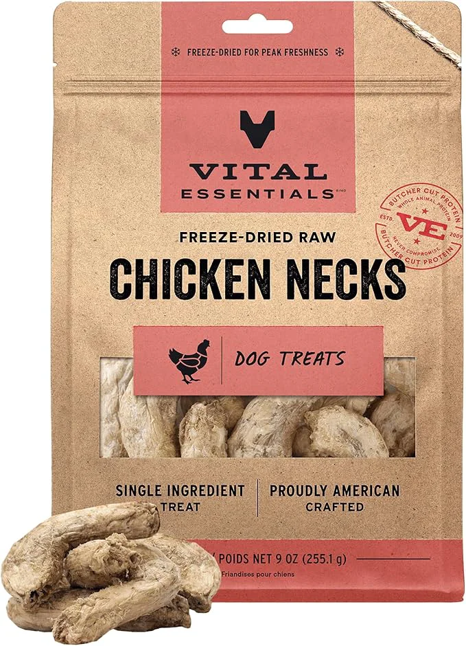 World-Class Vital Essentials Single Ingredient Chicken Necks Dog Treats 9 oz ze-Dried Raw Premium Quality High Protein Training Treats Grain Gluten Filler About This User-Friendly