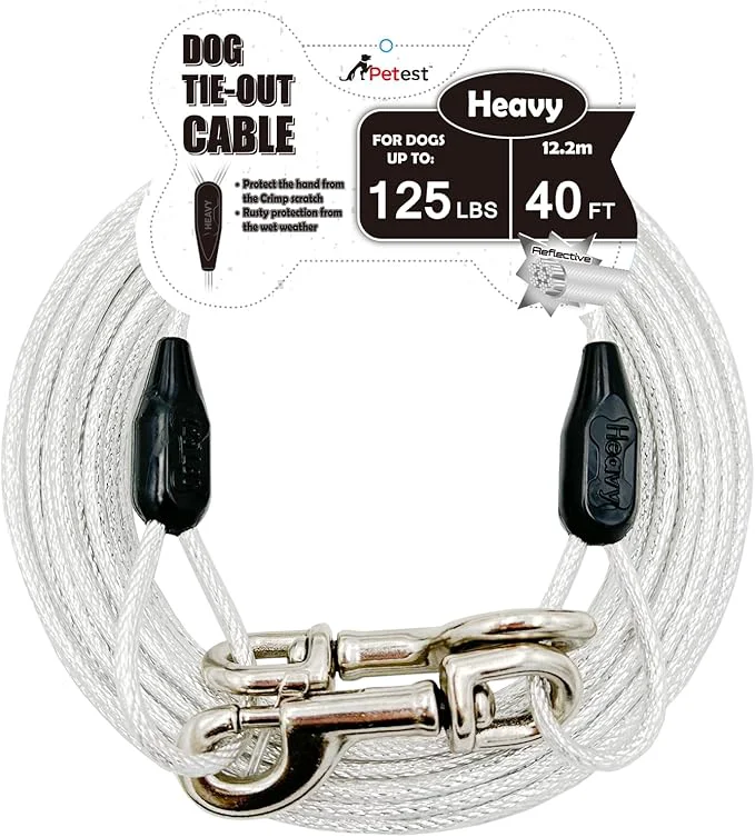 High-Quality Petest 40ft Reflective Tie-Out Cable for Heavy Dogs Up to 125 PoundsAbout ThisOverview Carefully Designed
