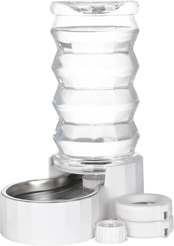 Sophisticated RIZZARI Large Gravity Water Dispenser 8L Automatic Water Feeder with Stainless Steel Bowl - Two Caps and Filters for 30-60 LB Dogs with Spinal Issues - for Living Room GarageAbout ThisOverview Specialty