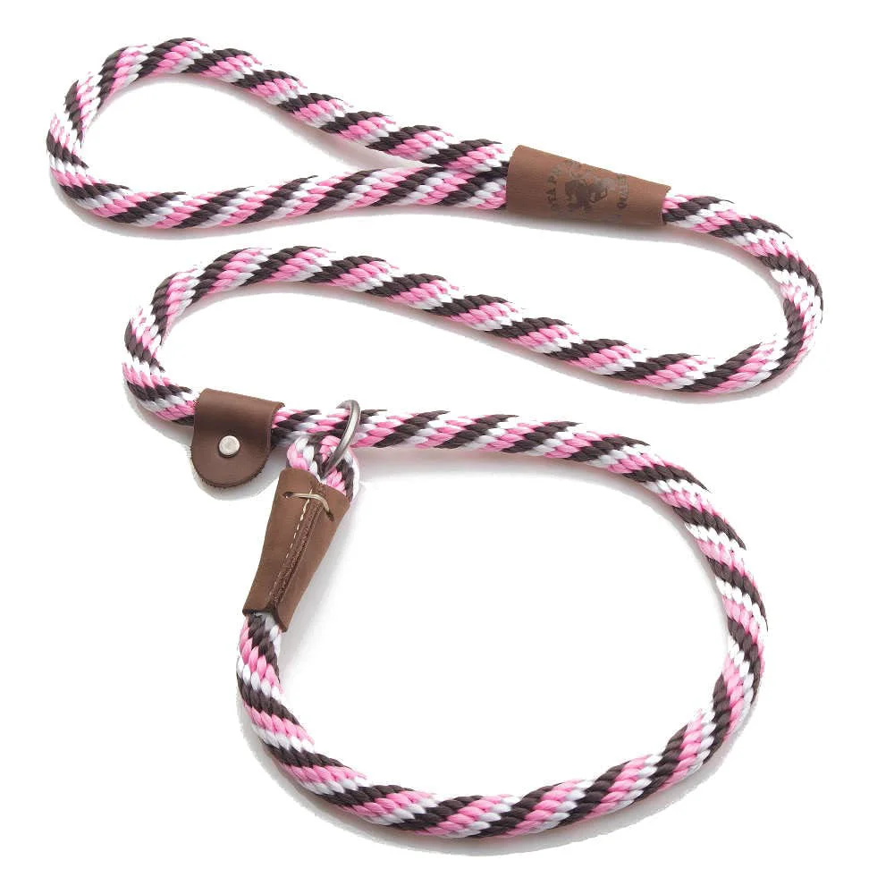 Reusable Mendota Pet Slip Leash - USA Handmade 1 2 x 6' for Large Breeds - Pink Chocolate Genuine