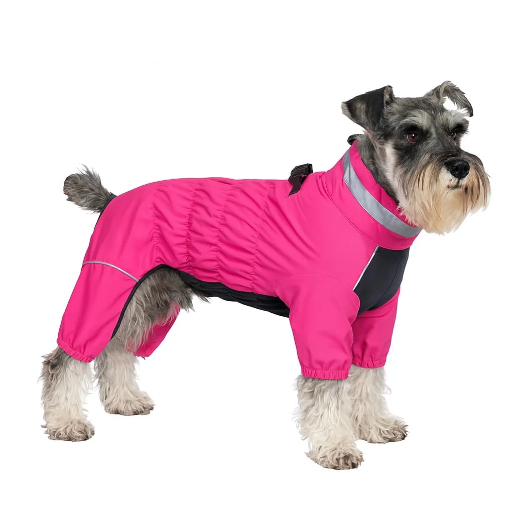 Advanced Winter Waterproof Dog Snowsuit with Leash Ring PetPromate 4-Leg Reflective Coat Hot Pink Size L Carefully Designed