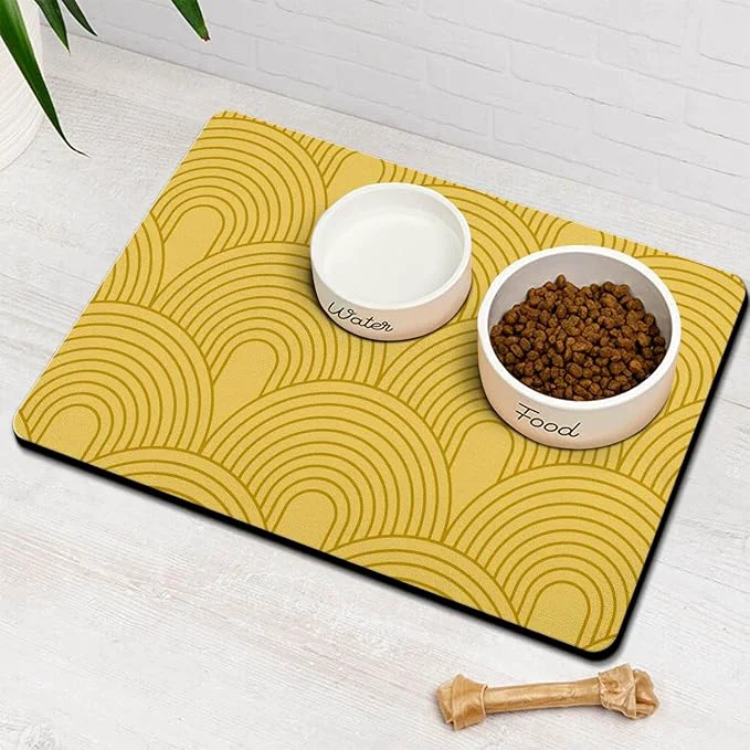 Expertly Made Dog Food Mats for Floors Absorbent Pet Cat Food Mat Certified