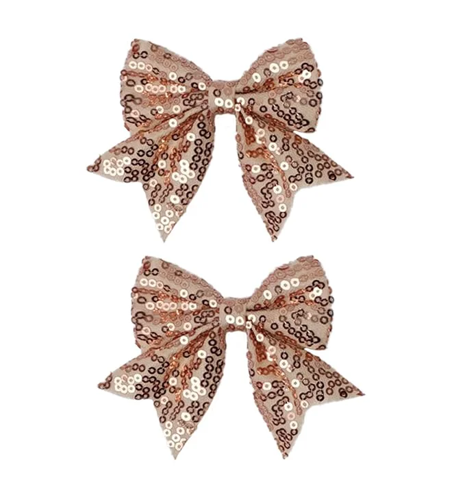 Smooth 3-inch Sequined Bow Hair Clips For Baby Girls Kids and Young Women Birthday Stylish