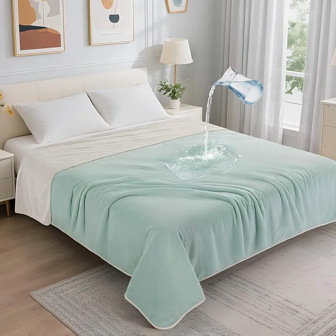 Certified LOOBANI Waterproof Blanket for Bed Reversible Soft Flannel King Size Bed Recyclable