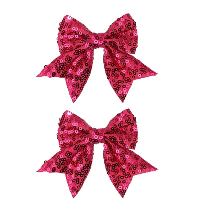 Breathable 3-inch Sequined Bow Hair Clips For Baby Girls Kids and Young Women Birthday Classic