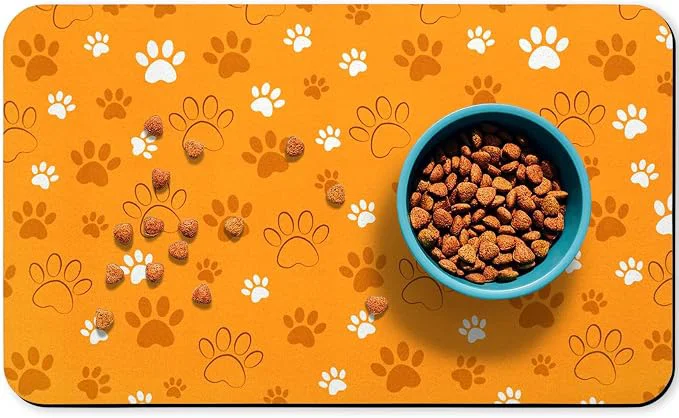 Advanced Dog Food Mat Absorbent Water Bowl Mats Cat Pet Feeding Placemats Orange 12 High-Grade