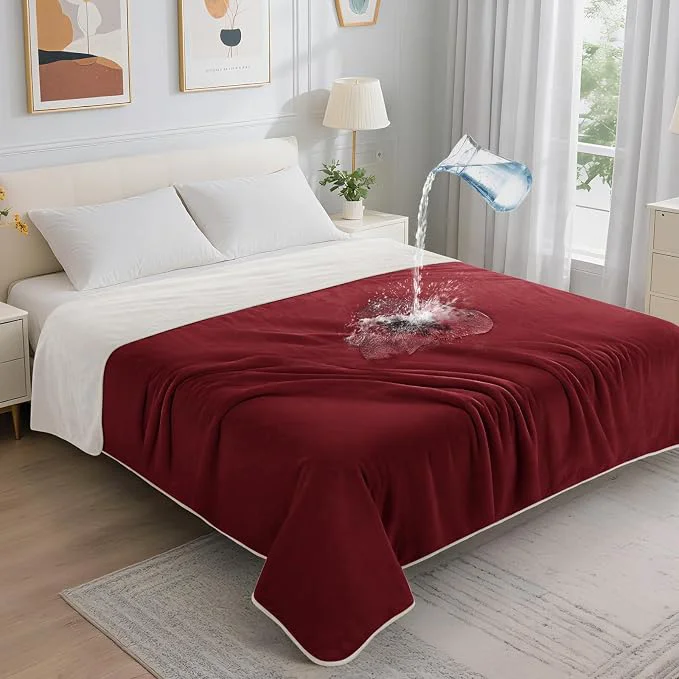 Natural LOOBANI Waterproof Blanket for Bed Reversible Soft Flannel Twin Bed Blanket Innovative
