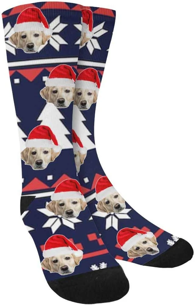 Solid Custom Face Socks Personalized Dog Lover Pet Photo Picture on Socks Unisex Reusable