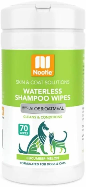 Elegant Nootie Waterless Shampoo Wipes for Dogs Cats - Long Lasting Cucumber Melon Fragrance - Sold in Over 10 000 Vet Clinics and Pet Stores Worldwide Made in USA - 70 CountAbout ThisOverview Eco-Friendly