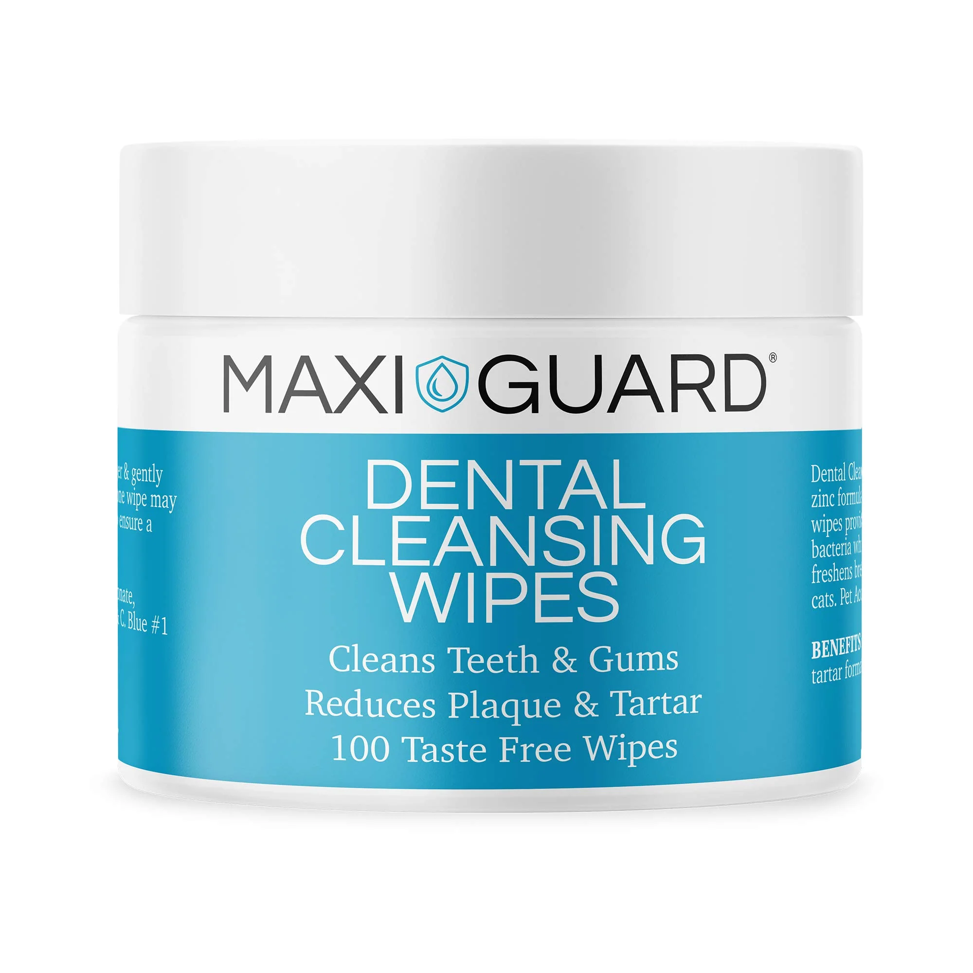 Traditional MAXI GUARD Dental Cleansing Wipes for Dogs Cats Horses — 100 Wipes Light Blue White Professional