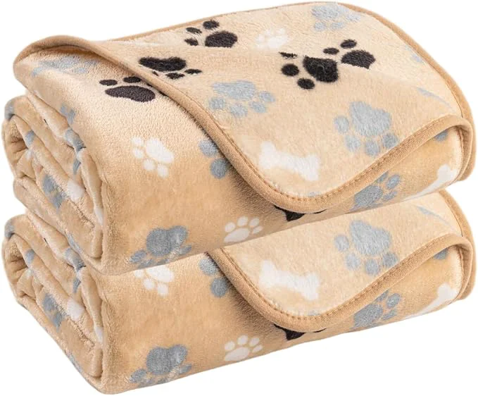 Versatile Dog Blanket Paw Bone Pattern 1 Pack 2 Super Soft Warm Flannel Sofa Cover Car Outstanding