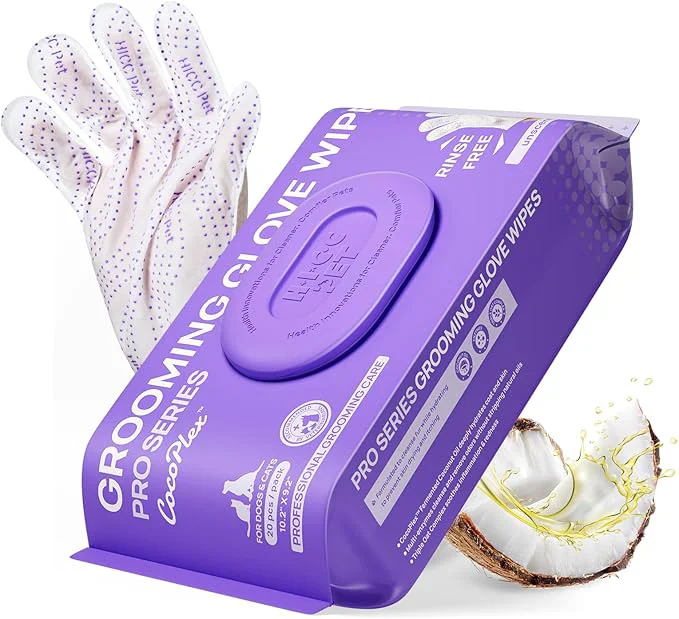 Premium Material HICC PET Glove Wipes Pro Series for Dogs Cats Extra Thick Dual-Textured Grooming Wipes Rinse- Shampoo Mittens for Quick Cleaning Deodorizing Between Baths TravelAbout This Eco-Friendly