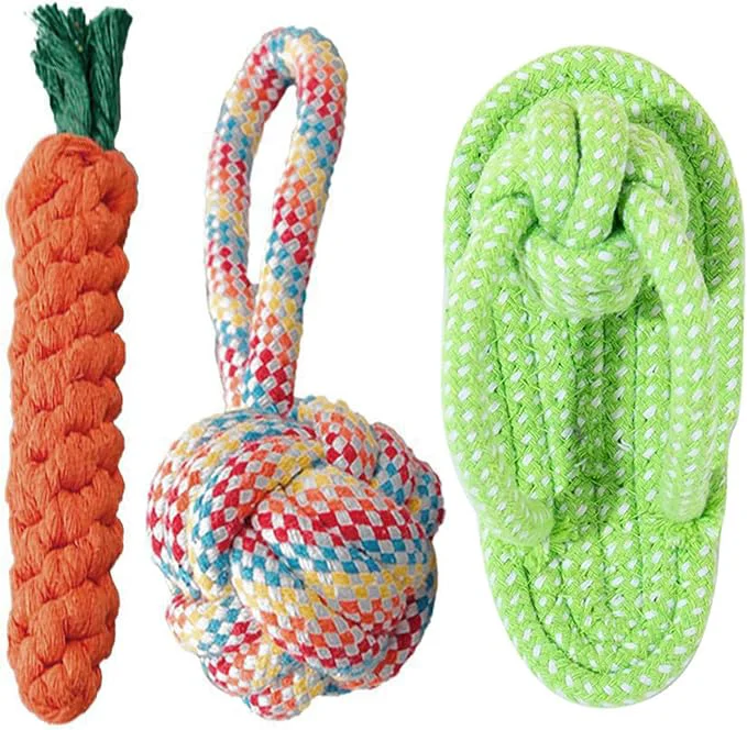 Verified 3PCS Natural Cotton Rope Toys for Small Dogs and Puppies Dog Dental Care Chew High-Performance