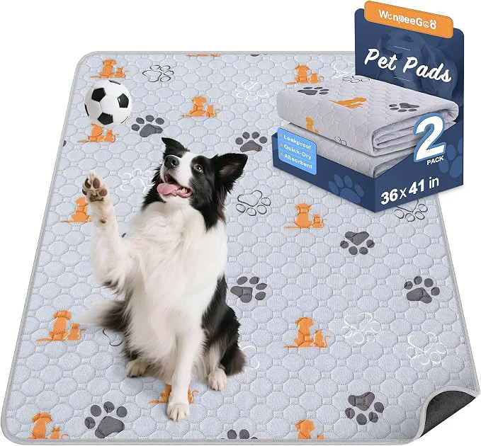Convenient Washable Pee Pads for Dogs 2 Pack Absorbent Reusable Training Dog Pads Pet Smooth