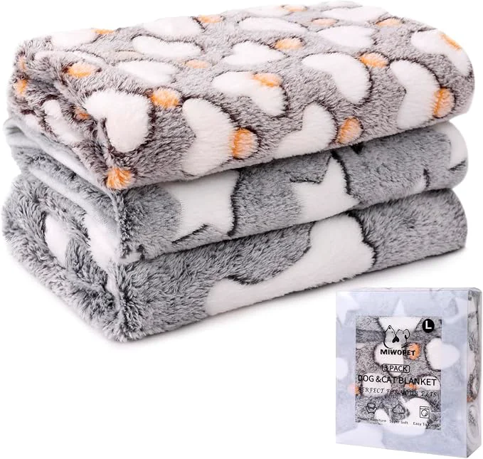 Flexible 3 Pack Cat and Dog Blanket Soft Warm Fleece Flanne Pet Blanket Great Pet Reusable