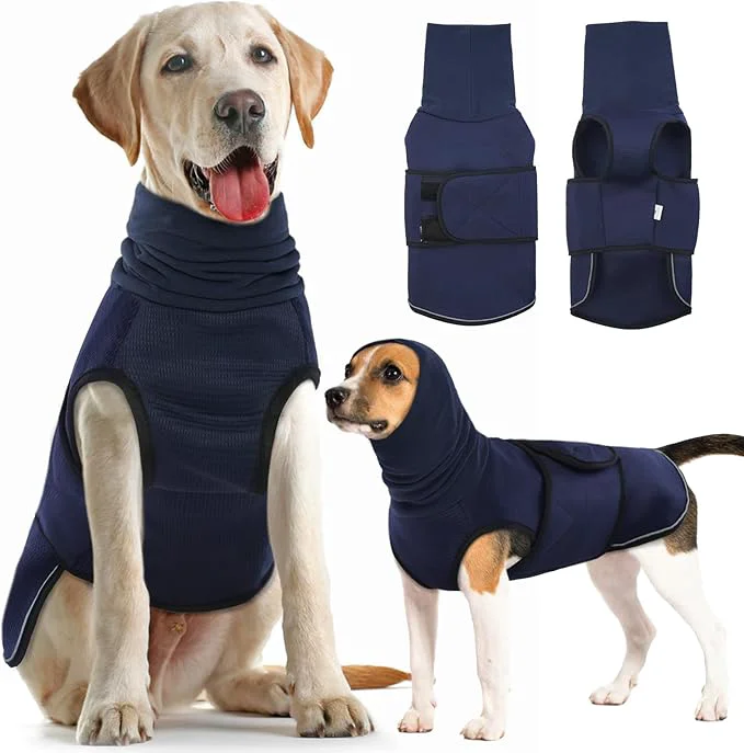 Artisan IDOMIK Dog Anxiety Calming Hoodie Breathable Jacket for Thunderstorms Fireworks Vet Visits Separation Anxiety Adjustable Ear Protection Recovery Blue XLAbout ThisOverview High-Performance