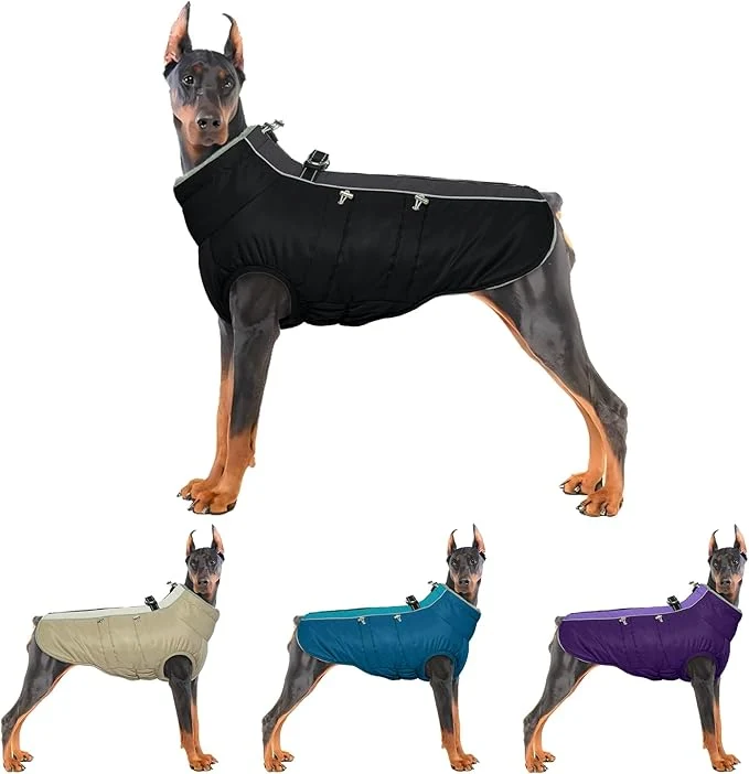 Advanced IDOMIK Warm Dog Coat with Harness Waterproof Reflective Dog Jackets for Small Medium Large Dogs Fleece High Collar Winter Jacket with Zipper Pet Winter Snowsuit Clothes for Cold Weather Black 3XLAbout ThisOverview Artisan