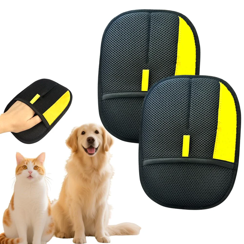 Elegant CAIBAO Electrostatic Pet Hair Removal Gloves – Reusable Washable 2pcs Black Exclusive