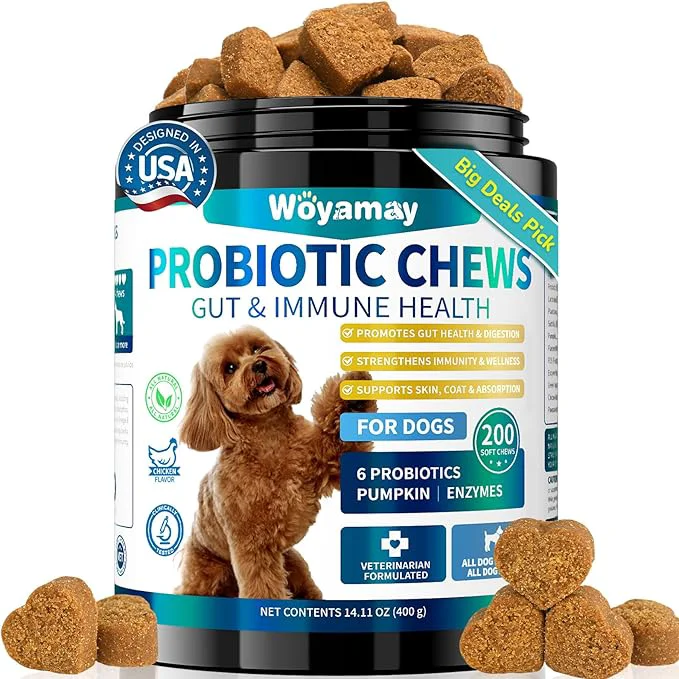 Efficient Dog Probiotic for Dogs 200 Soft Treats Dog Probiotics for Digestive Health Immune System Probiotic Chews for Dogs Support Gut Health Itchy Skin Diarrhea Gas Relief TreatmentAbout This Minimalist