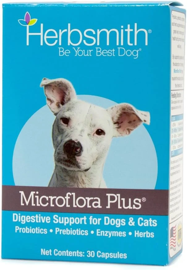Comfortable Herbsmith Microflora Plus – Dog Digestion Aid –Probiotics and Digestive Enzymes for Dogs – Prebiotic for Dogs – 30ct CapsulesAbout This Exclusive