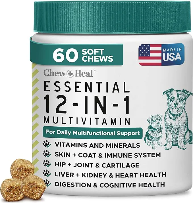Modern 12-in-1 Multivitamin for Dogs - 60 Puppy and Senior Dog Vitamin and Supplement Soft Chews for Hip and Joint - Advanced Formula with Glucosamine Omega 3 6 9 Vitamins Probiotics and MoreAbout ThisOverview Selected