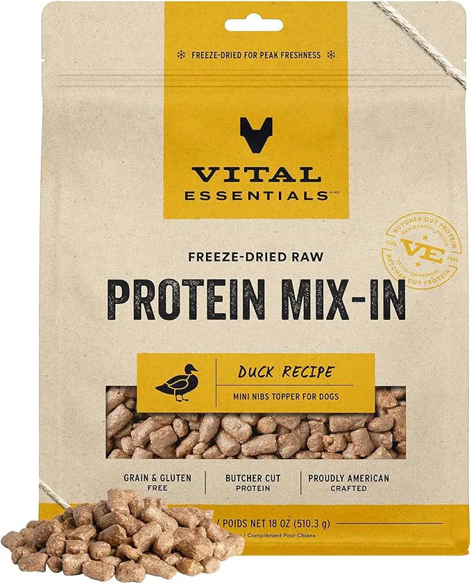 Green Vital Essentials ze Dried Raw Protein Mix-in Dog Food Topper Duck Mini Nibs Topper for Dogs 18 ozAbout This Comfortable