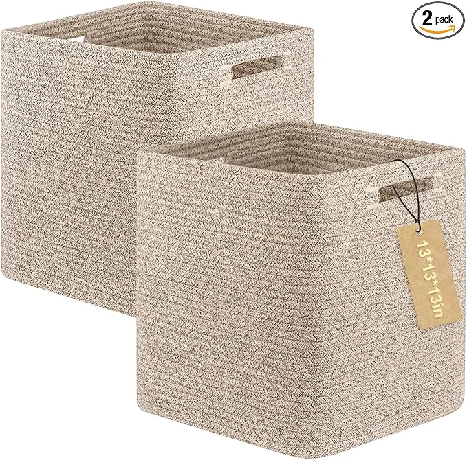 Top-Quality OIAHOMY Storage Cubes 13 Inch Cube Storage Organizer Collapsible Storage Bins Baskets for Organizing Storage Bins for Shelves-Brown 2-PACKAbout ThisOverview Original