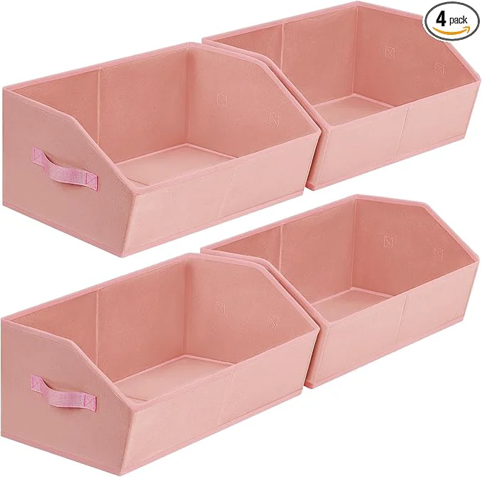 Carefully Designed Closet Baskets for Shelves Trapezoid - Decorative Storage Baskets with Handle Closet Bins for Organization Shelf Storage Bins for Clothes Books Home Office 4 Pack PinkAbout ThisOverview Excellent