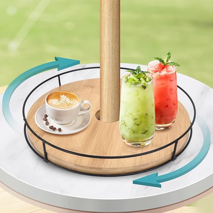 Durable 12 Lazy Susan with Umbrella Hole for Outdoor Patio Table - 360° Rotation Iron Turntable Organizer for Beach Umbrellas Patio Garden Swimming PoolAbout ThisOverview Functional