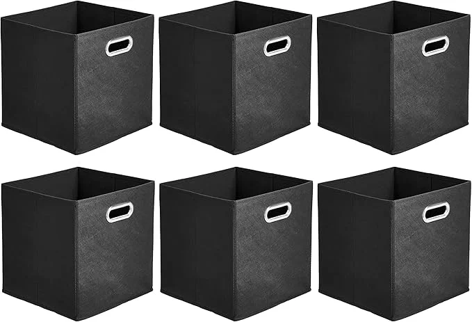 Traditional Amazon Basics Collapsible Cube Storage Bins Space-Saving Organizing Fabric Bins with Handles 10.5 x 10.5 x 11 Black 6-PackAbout ThisOverview Practical