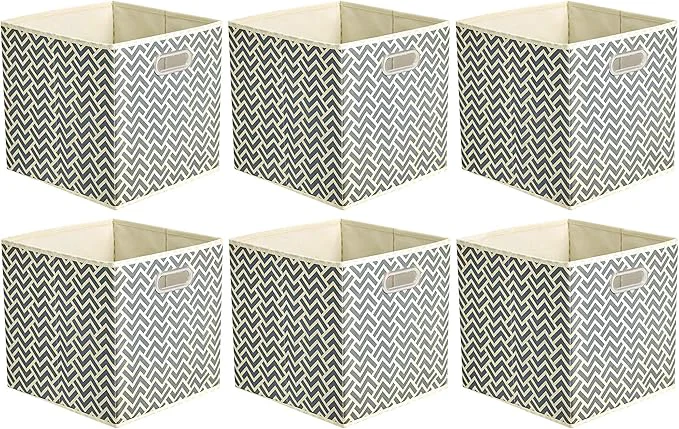 Consistent Amazon Basics Collapsible Cube Storage Organizer Bins 6-Pack 10.5 x 10.5 x 11 inches Chevron GreyAbout ThisOverview Lightweight