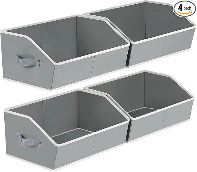 Casual Trapezoid Storage Baskets for Shelves - Large Fabric Baskets for Organizing Foldable Storage Bin with Handles Cube Storage Organizer Bins for Clothes Blankets 4 Pack GreyAbout ThisOverview Organic