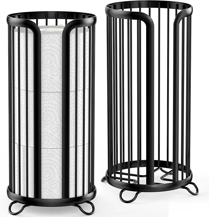 Sophisticated Toilet Paper Holder Stand standing Toilet Tissue Organizer Minimalistic Storage Solution Reserve Mega Rolls Modern Black-2PACKAbout ThisOverview Easy-to-Use