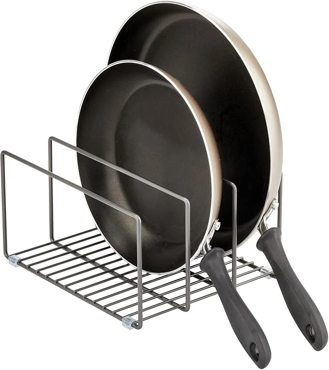 Carefully Designed mDesign Metal Pan Organizer for Kitchen Cabinet Counter Pantry Shelf - 3 Slots for Baking Sheets Muffin Pans Cutting Boards Frying Pans - Pan Organizer and Storage - Concerto Collection - BlackOverview Recyclable