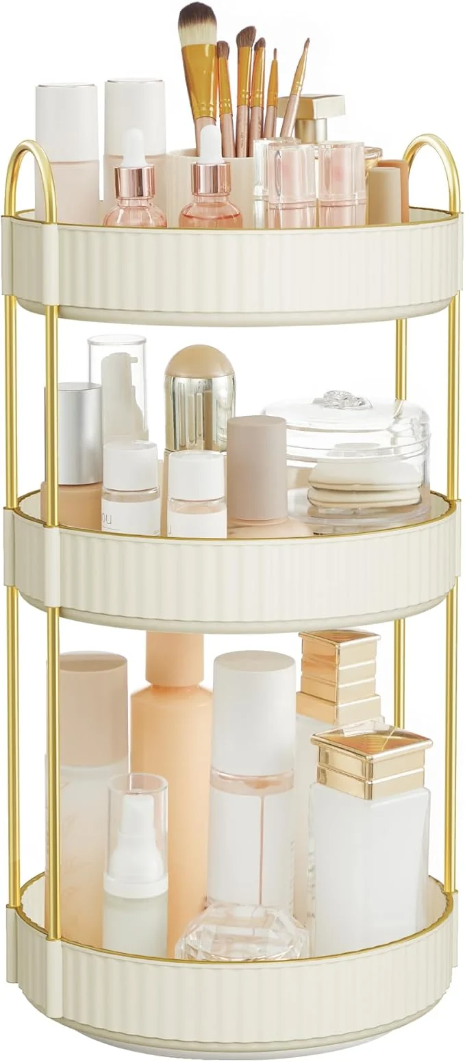 Convenient SONGMICS Makeup Organizer 3-Tier Round Rotating Skincare Organizer Countertop Customizable Toiletries Vanity Organizer Lazy Susan Gift Cloud White UJKA011W01About ThisOverview Elegant