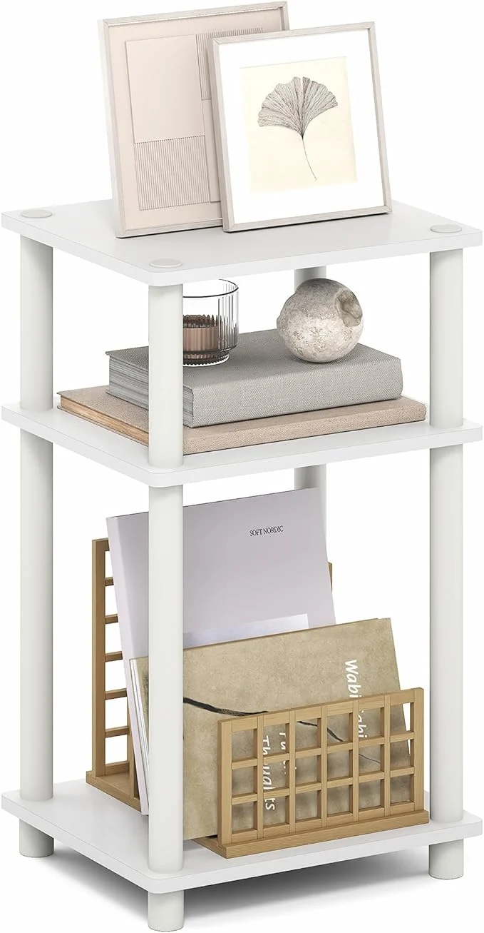 Breathable Furinno Turn-N-Tube Side Table 3-Tier End Table with Open Shelf Toolless Assembly Night Stand Bedside Table for Living Room Bedroom WhiteAbout ThisOverview Quality