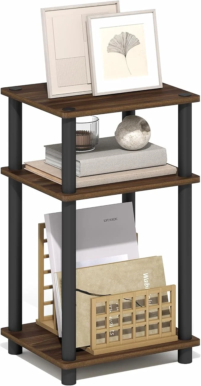 Clean Furinno Turn-N-Tube Side Table 3-Tier End Table with Open Shelf Toolless Assembly Night Stand Bedside Table for Living Room Bedroom Brown WalnutAbout ThisOverview Authentic