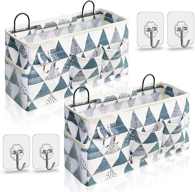Trendy 2pcs Large Wall Hanging Organizer Bag Linen Fabric Door Hanging Storage Baskets with Pockets Waterproof Bin for Kitchen Bedroom Office RV Camper Triangle About ThisOverview Excellent