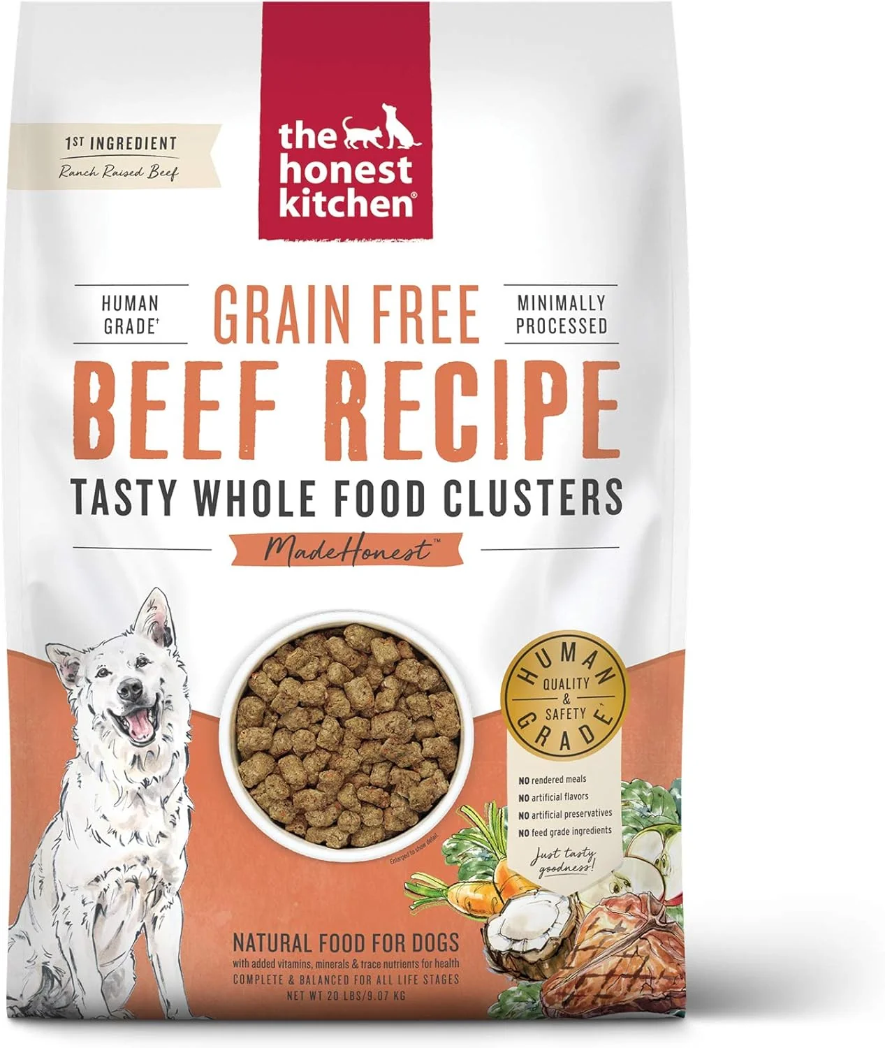 Responsible The Honest Kitchen Whole Food Clusters Grain Beef Dry Dog Food 20 lb Bag Crafted