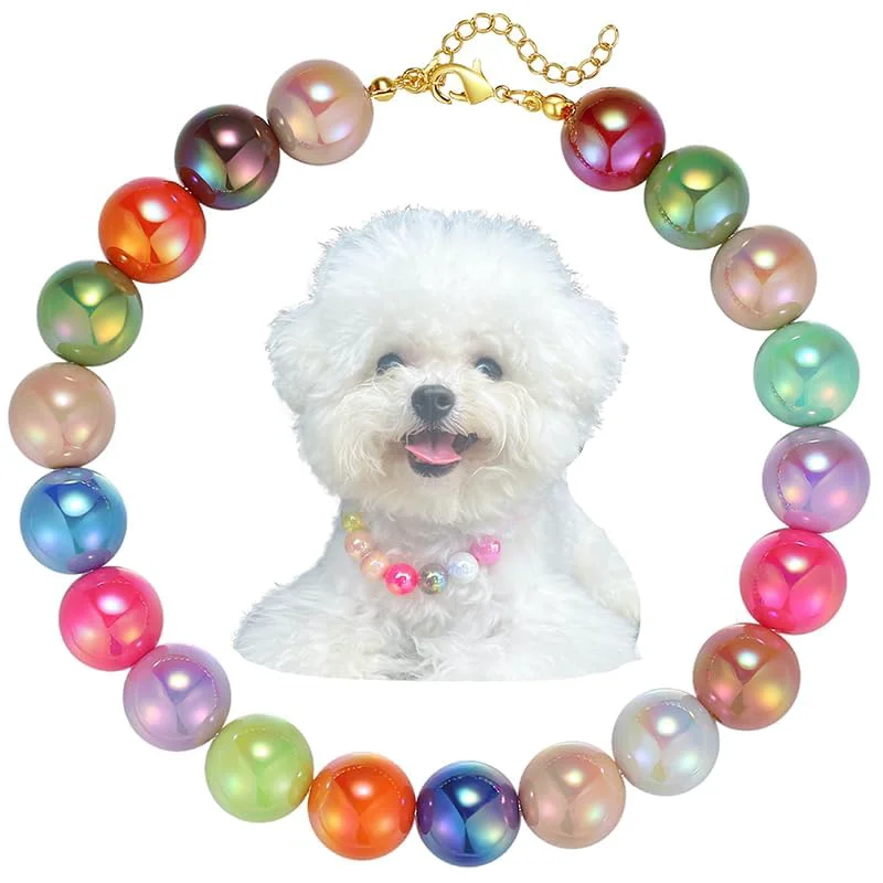 Smooth Kepudengen Dogs Necklace - Colorful Beaded Pet Fashion Accessory 18.9-20.87in Durable