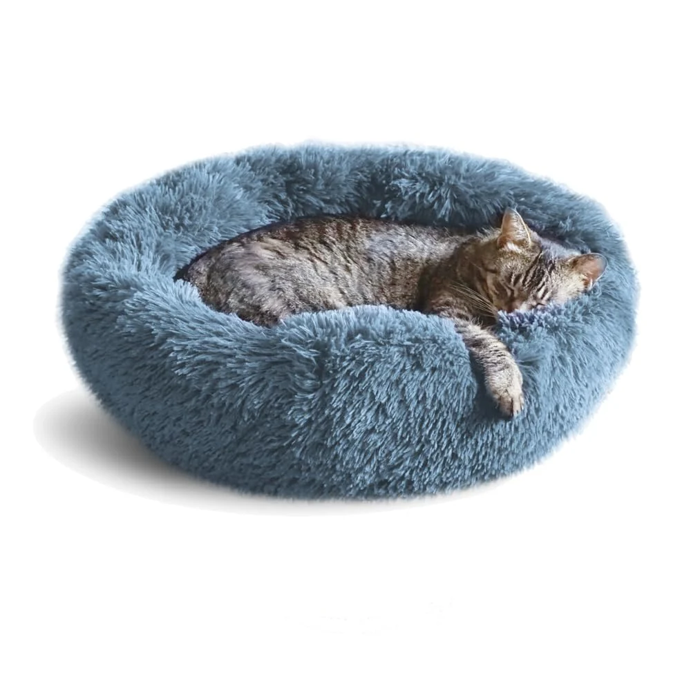 Authentic Whiskers Friends Cat Bed — Orthopedic Washable Donut Bed for Indoor Cats Small Dogs Fashionable