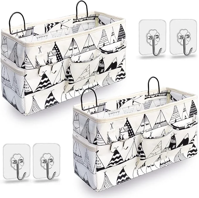 Artisan 2pcs Large Wall Hanging Organizer Bag Linen Fabric Door Hanging Storage Baskets with Pockets Waterproof Bin for Kitchen Bedroom Office RV Camper White About ThisOverview Premium Material