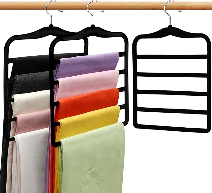 Advanced Closet Organizers and Storage 3 Pack Velvet Pants-Hangers-Space-Saving Non Silp 5 Tier Scarf Jeans Organizer Dorm Room Essentials for College Students Girls Boys Guys Organization and StorageAbout ThisOverview Solid